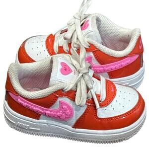 Nike Air Force 1 Valentine’s Day 2022 Toddler 6C White Pink Red Hearts